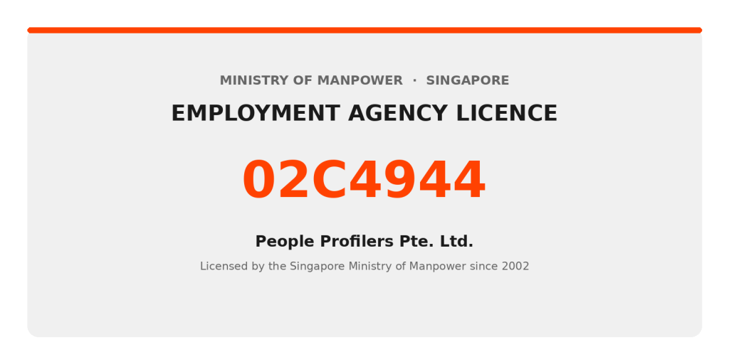 MOM Employment Agency Licence 02C4944 — People Profilers RPO Services Singapore
